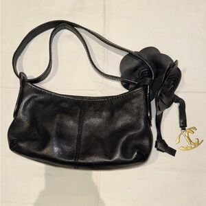 Just Cavalli Black Shoulder Bag with Floral Detail